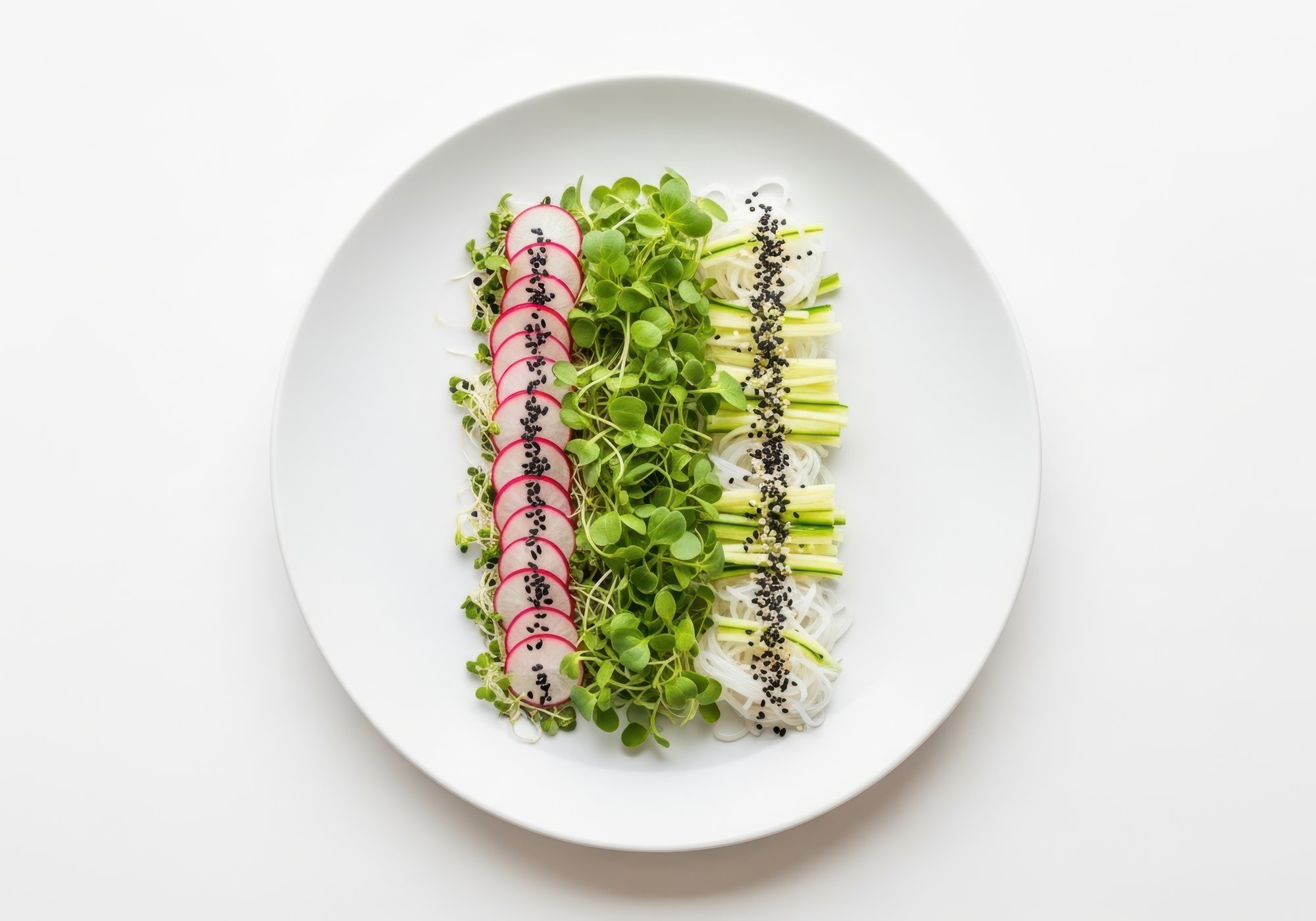 Plated seasonal starter with microgreens